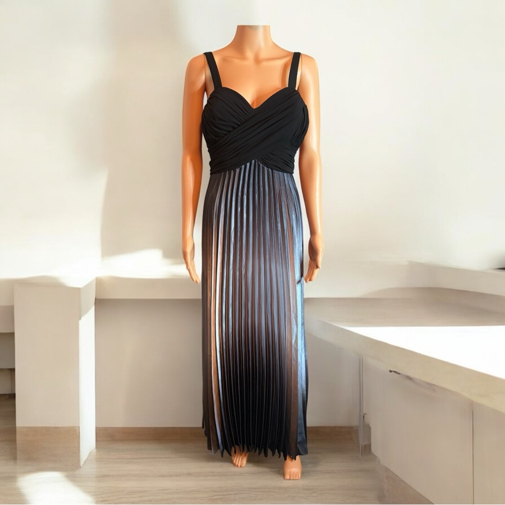 Betsy& Adam Whimsigoth Black purple Silver metallic OmbreMaxi Dress Stunning Sz8
